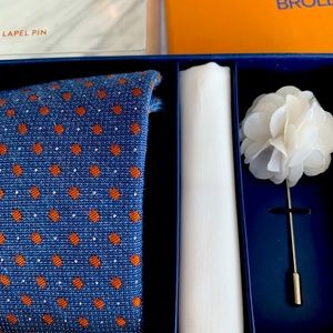 NWT Broletto Tie, Pocket Square & Lapel Pin.